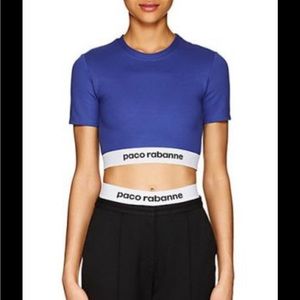 Paco Rabanne Logo-hem cropped t-shirt